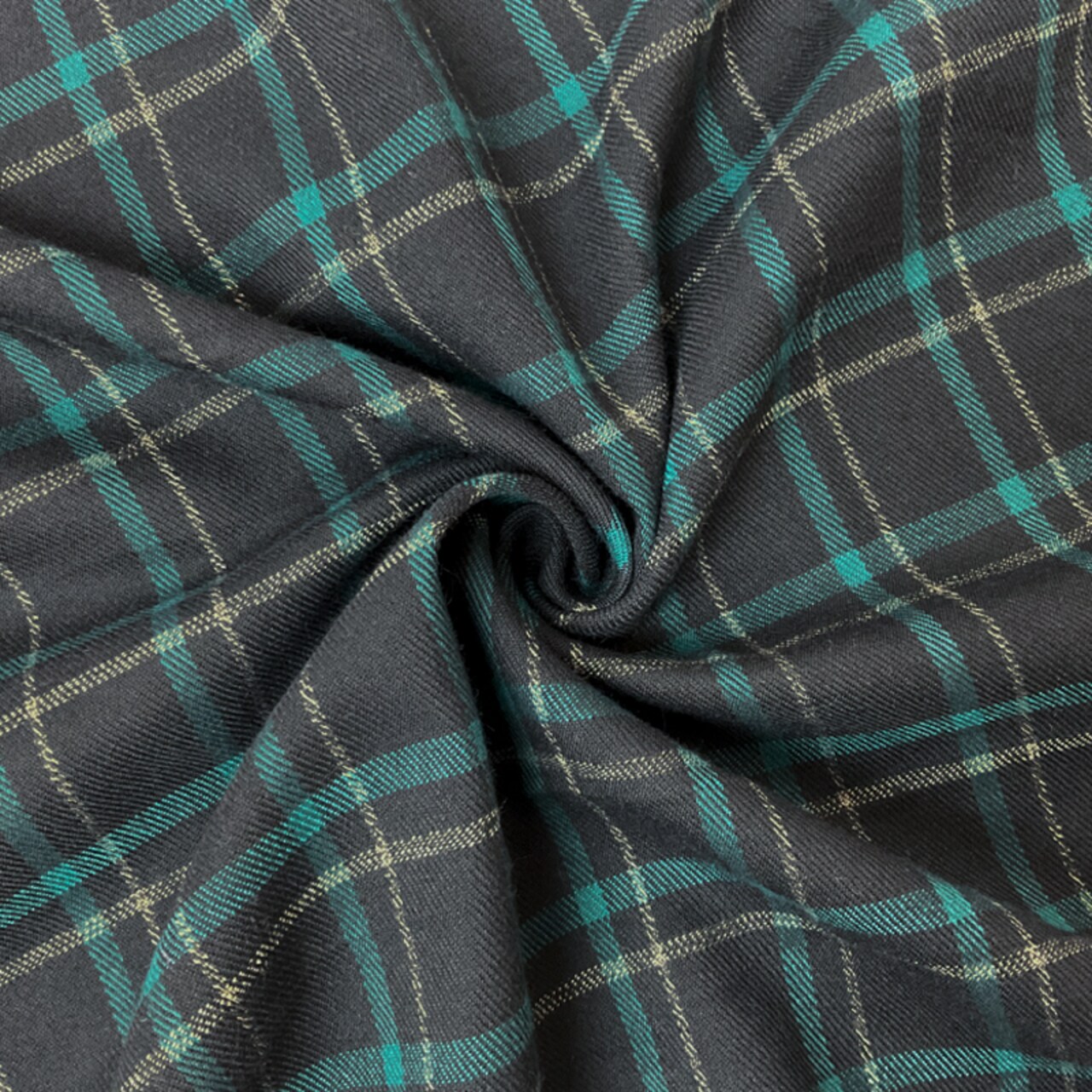 Black-Multi Cotton Spandex Plaid Twill Woven Fabric By the Yard